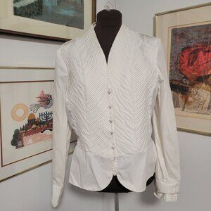 White Tesori Pleated Shaped Pleated Shirt Size XL
